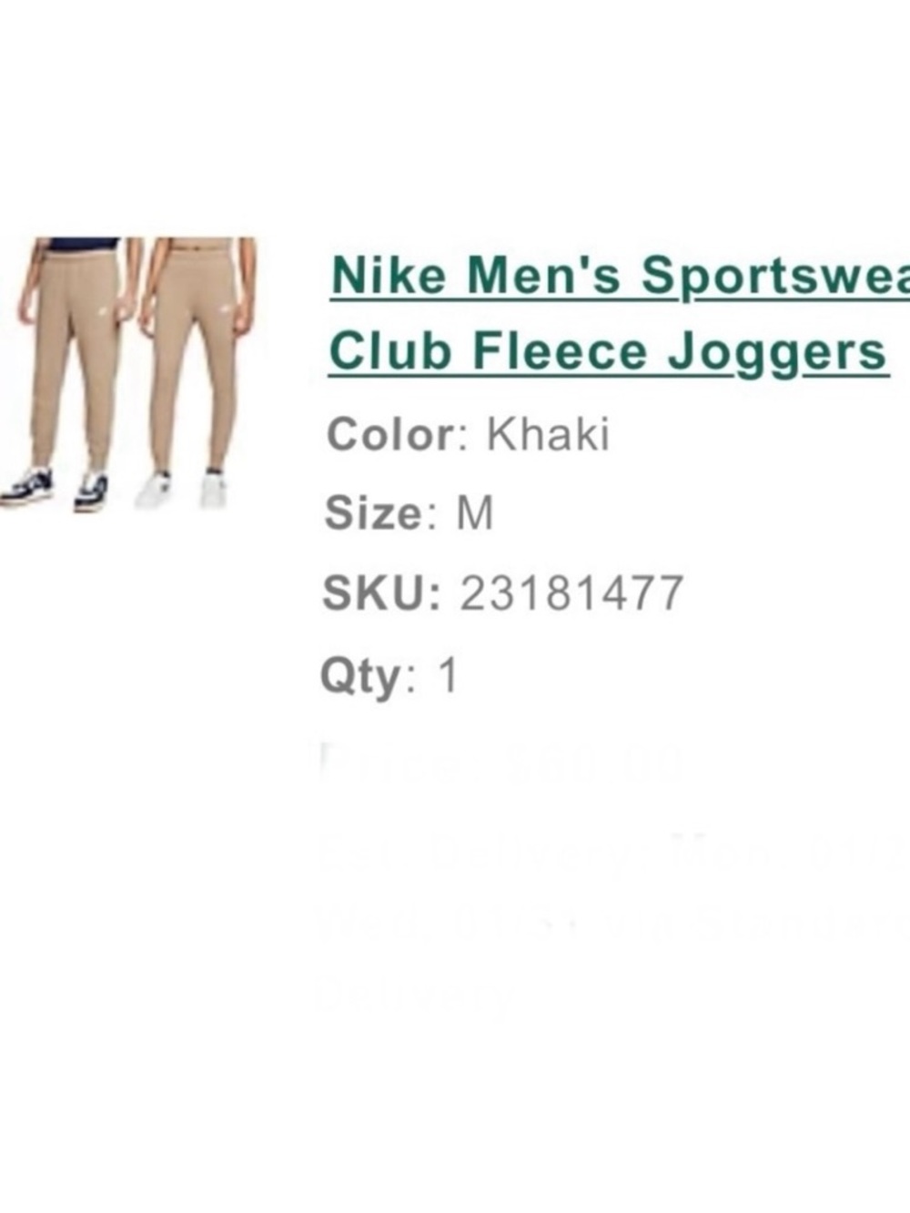 Nike Men’s Khaki Joggers - Size M Sweatpants - Athletic Fit - Picture 12 of 14